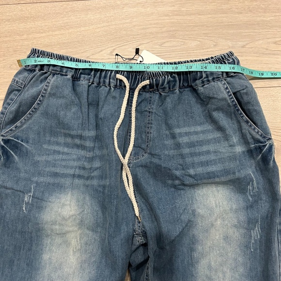 FT Cayanz Women's Elastic Waist Cropped Baggy Jeans Plus Size XXL - Picture 9 of 11